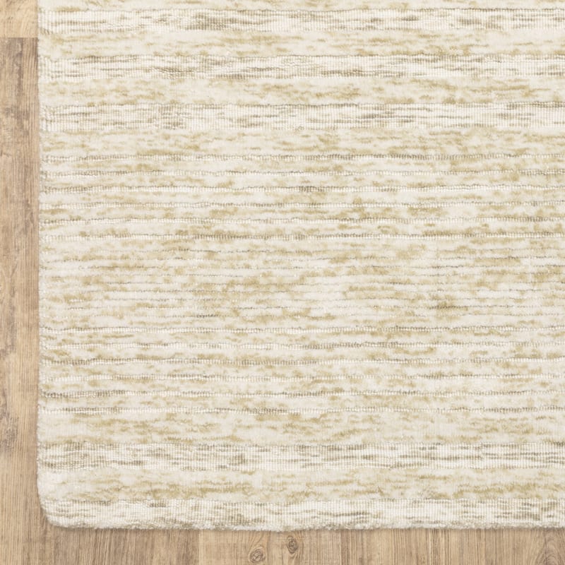 Thalia Scandinavian Textured Stripes Beige/ Ivory PET Yarn Area Rug