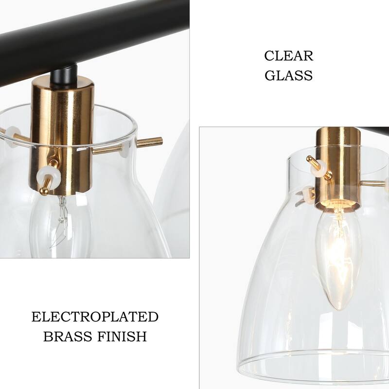 Modern Farmhouse 5-Light Black Gold Chandelier Linear Island Pendant Light for Dining Room - 38"L x 5"W x 7.5"H