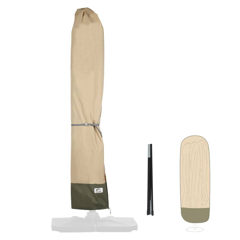 Aoodor Heavy Duty Patio Umbrella Cover for 7-10ft Cantilever Umbrella - Beige/Green