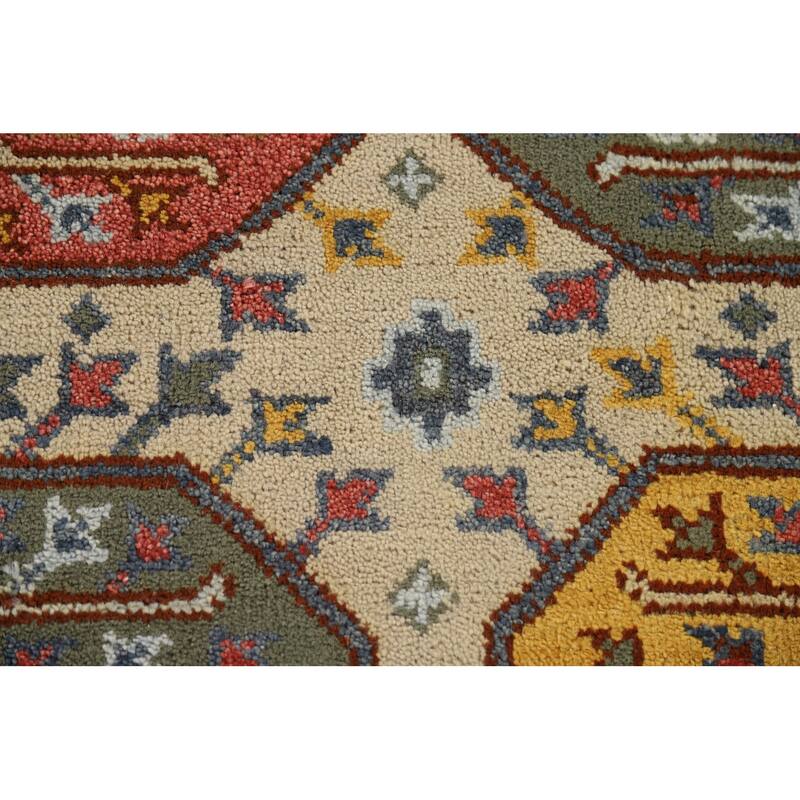 Elephant Feet Heriz Serapi Indian Area Rug Hand-Knotted Wool Carpet - 7'9" x 9'11"