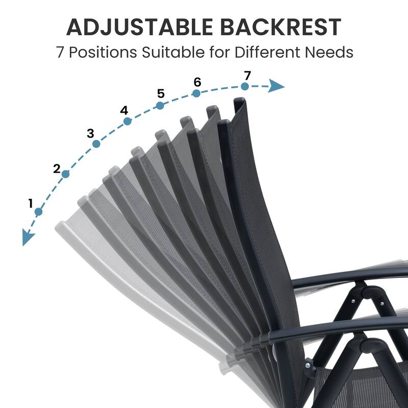 2/4/6-piece Folding Patio Chair Set Outdoor Adjustable Dining Chairs