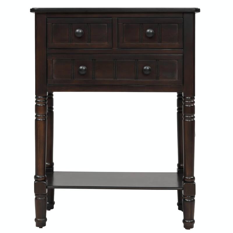 Narrow Console Table with 3 Drawers and Bottom Shelf
