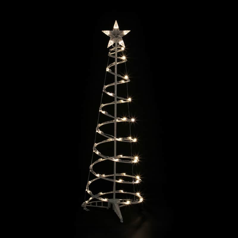 2 LED Warm White Outdoor Spiral Christmas Cone Trees 3', 4'