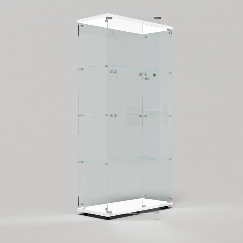 Tempered glass cabinet,wine cabinet,storage cabinet,file cabinet,with Bluetooth LED light,lock on the door,equipped with cast