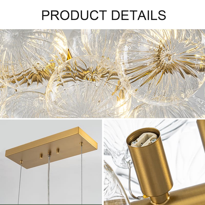 Modern 42" Large Glass Sputnik Bubble Chandelier Cluster Smoked Linear Chandelier