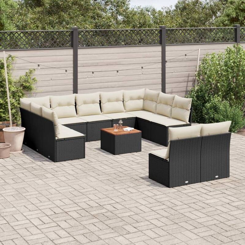 vidaXL Garden Sofa Set Black, Cream - 24.4 x 24.4 x 27.2
