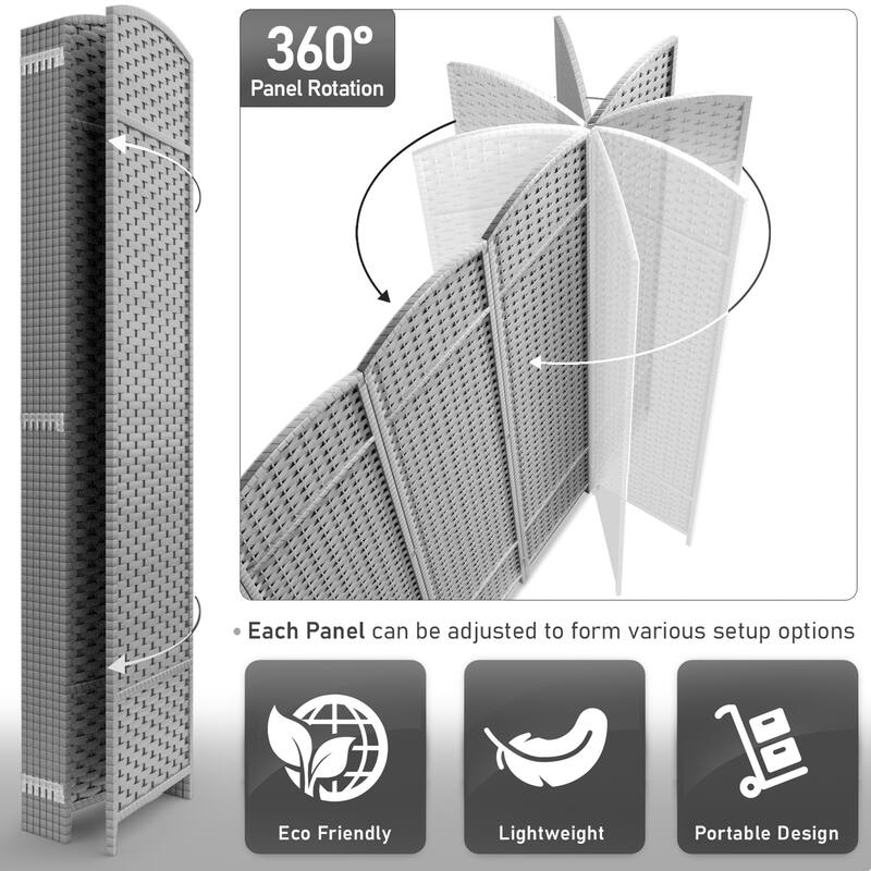 Room Divider Folding Privacy Screen Tall Partition Foldable Wall 8 Panel - 96” L x 19.50” W x 69” H