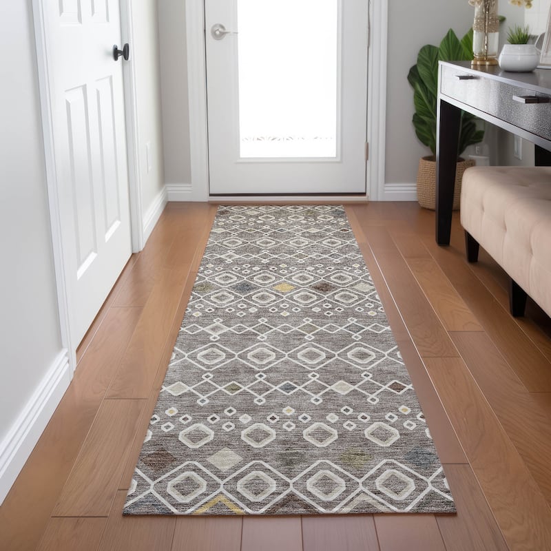 Machine Washable Indoor/ Outdoor Global Contempory Chantille Rug