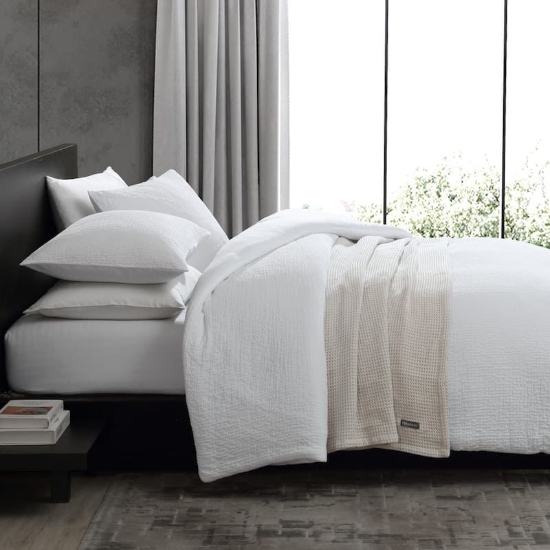 Vera Wang Puckered Texture Cotton Duvet Cover Set