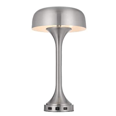 22" 22" Modern Steel Table Lamp with USB Port Dome Shade and E26 Socket for Bedroom or Office Use - 22" H x 12" W x 12" D