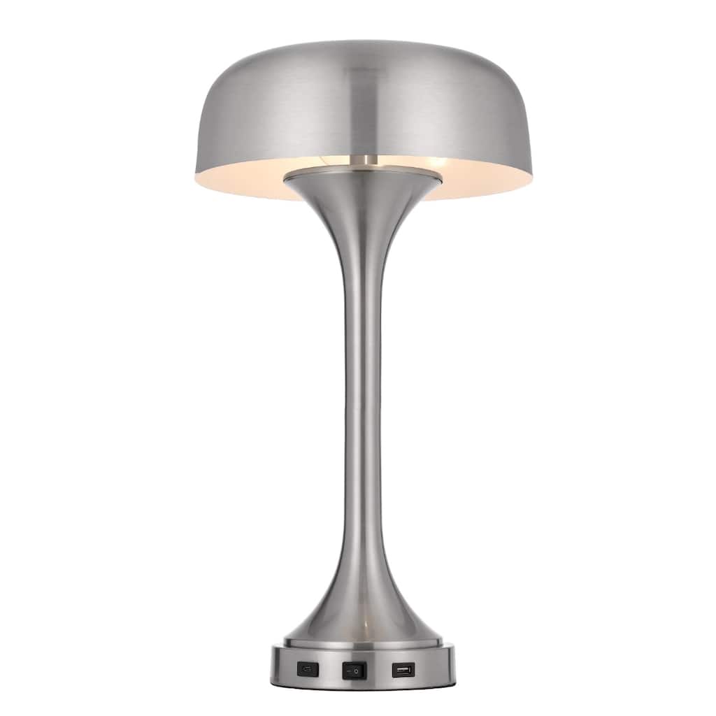 22" 22" Modern Steel Table Lamp with USB Port Dome Shade and E26 Socket for Bedroom or Office Use - 22" H x 12" W x 12" D