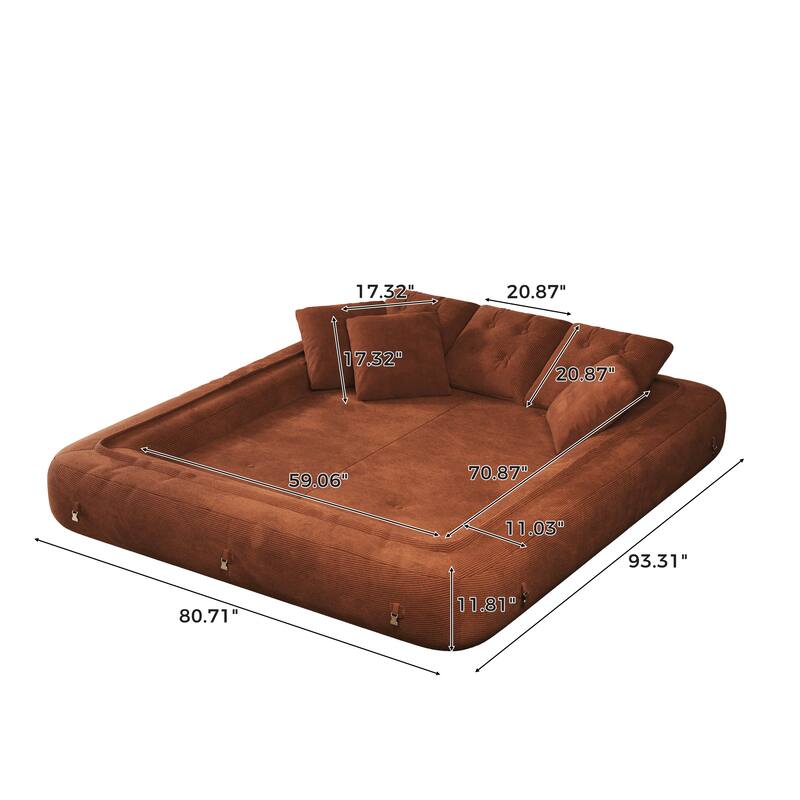 Foldable Corduroy Sleeper Sofa Bed