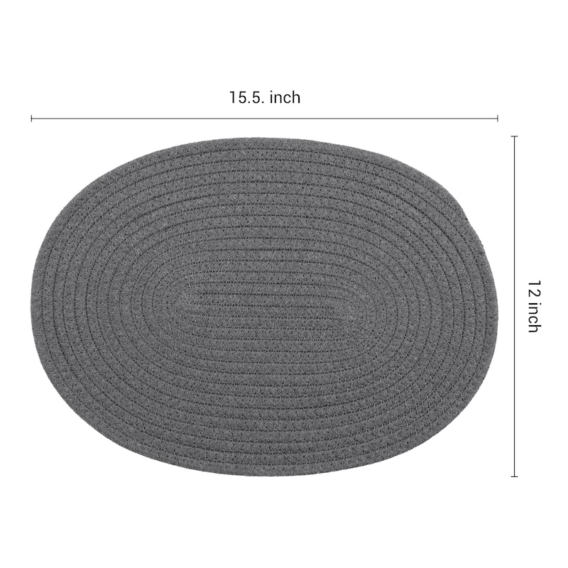 Farmhouse Placemats, 4Pcs Cotton Rope Placemats for Dining Table Decor - 15.5*12in - Dark Gray