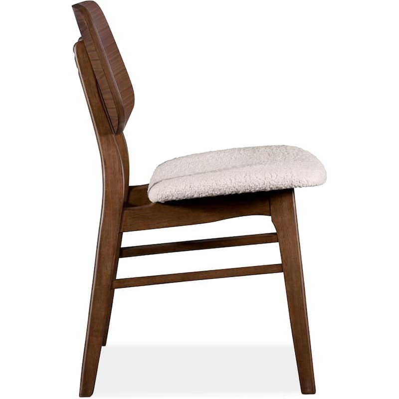 Mid Century Modern Walnut Finish Curved Back Side Chairs Set