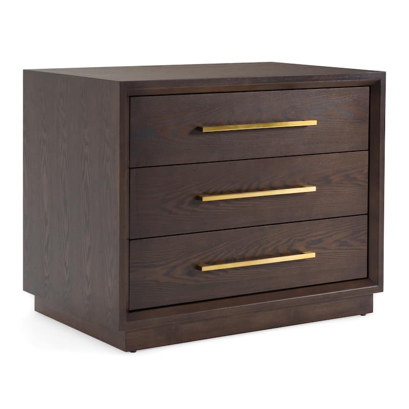 Modrest Manhattan Contemporary Brown Oak and Gold Nightstand