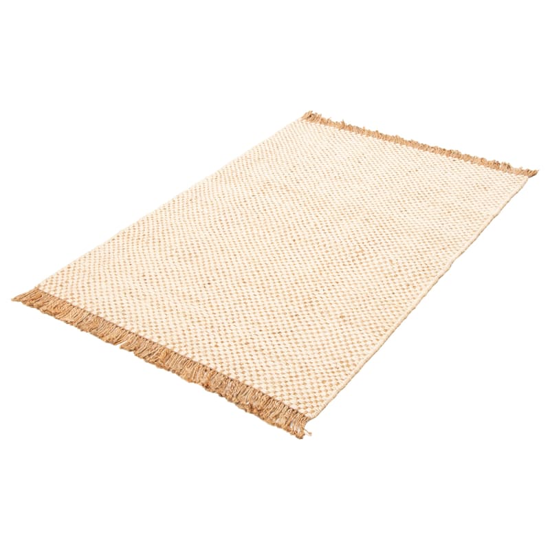 ECARPETGALLERY Flat-Weave Palas Denizli Cream Jute Kilim - 5'0 x 7'2