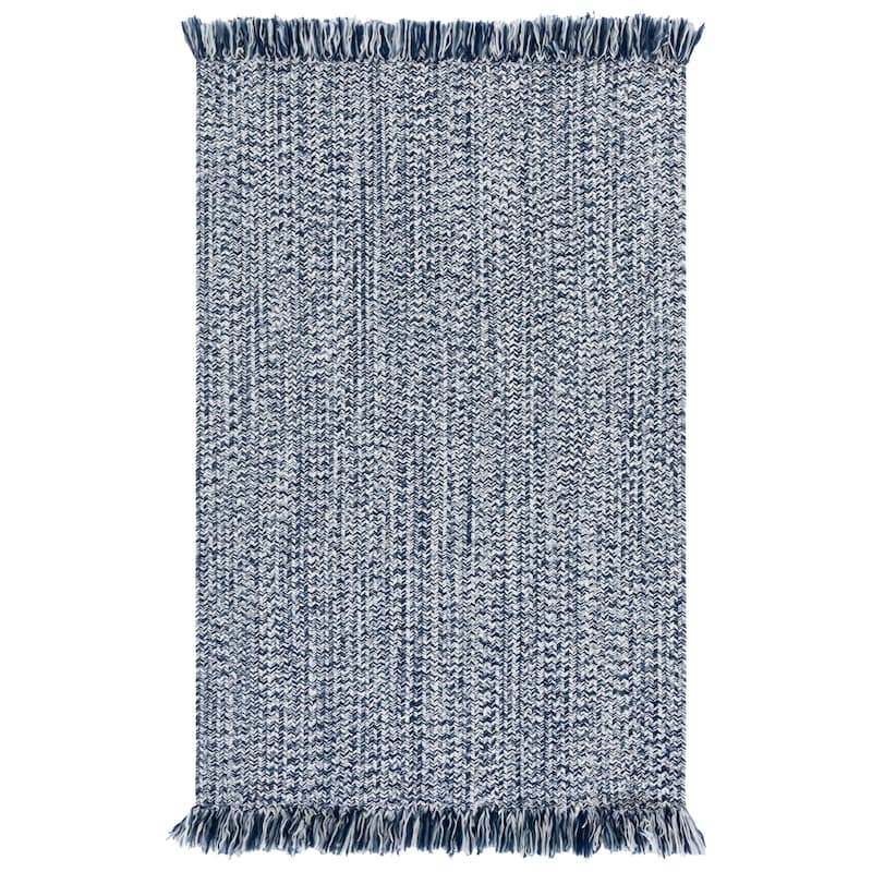 SAFAVIEH Handmade Braided Natasja Washable Indoor/Outdoor Rug - Weather Resistant & Easy Cleaning - Navy - 4' x 6'