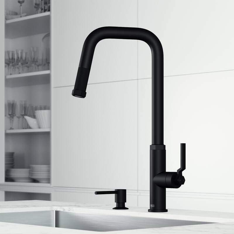 VIGO Hart Angular 18" H Single Handle Pull-Down Kitchen Faucet