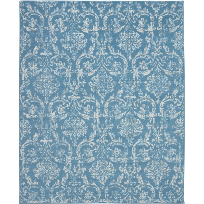 Nourison Jubilant Vintage Farmhouse Damask Area Rug - 7'10" x 9'10" - Blue