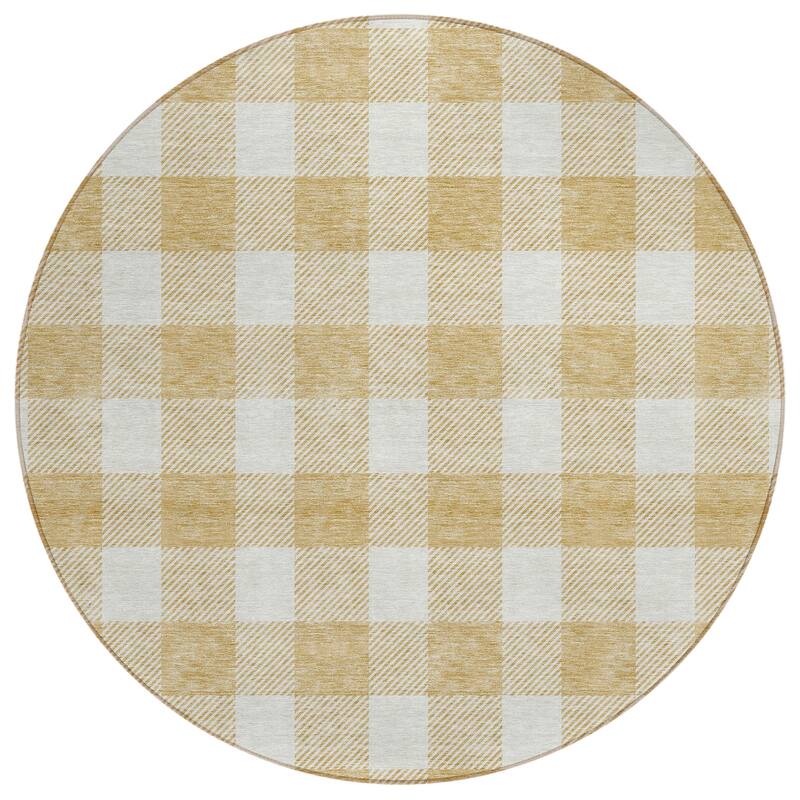 Machine Washable Indoor/ Outdoor Chantille Plaid Rug