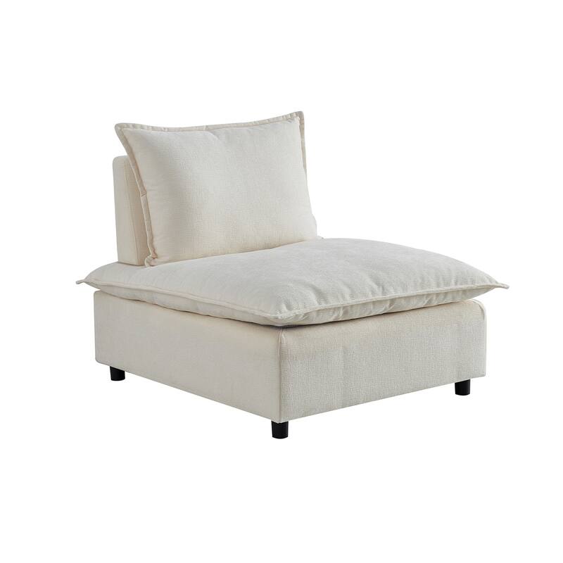 Modern Armless Deep Seat Sofa for Living Room - Beige