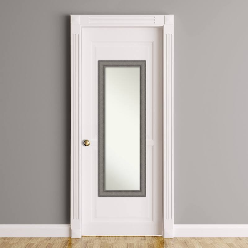 Burnished Concrete Non-Beveled Wood Framed Full-Length On the Door Mirror - Burnished Concrete - Glass Size 14x48
