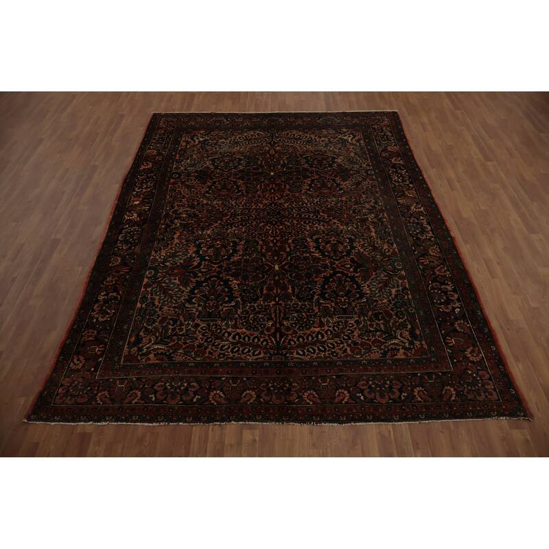 Hand Knotted Oriental 100% Wool Carpet Traditional Floral Oranges & Rust Lilian Area Rug - 11' 3'' X 8' 5''