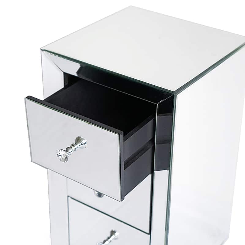 Mirror Face Sliver 3-Drawer Nightstand