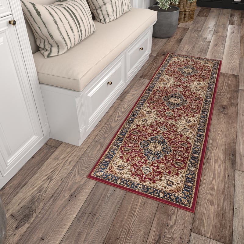 Soho Traditional Floral Indoor Area Rug - 2'3'' x 7'3'' Runner - Red