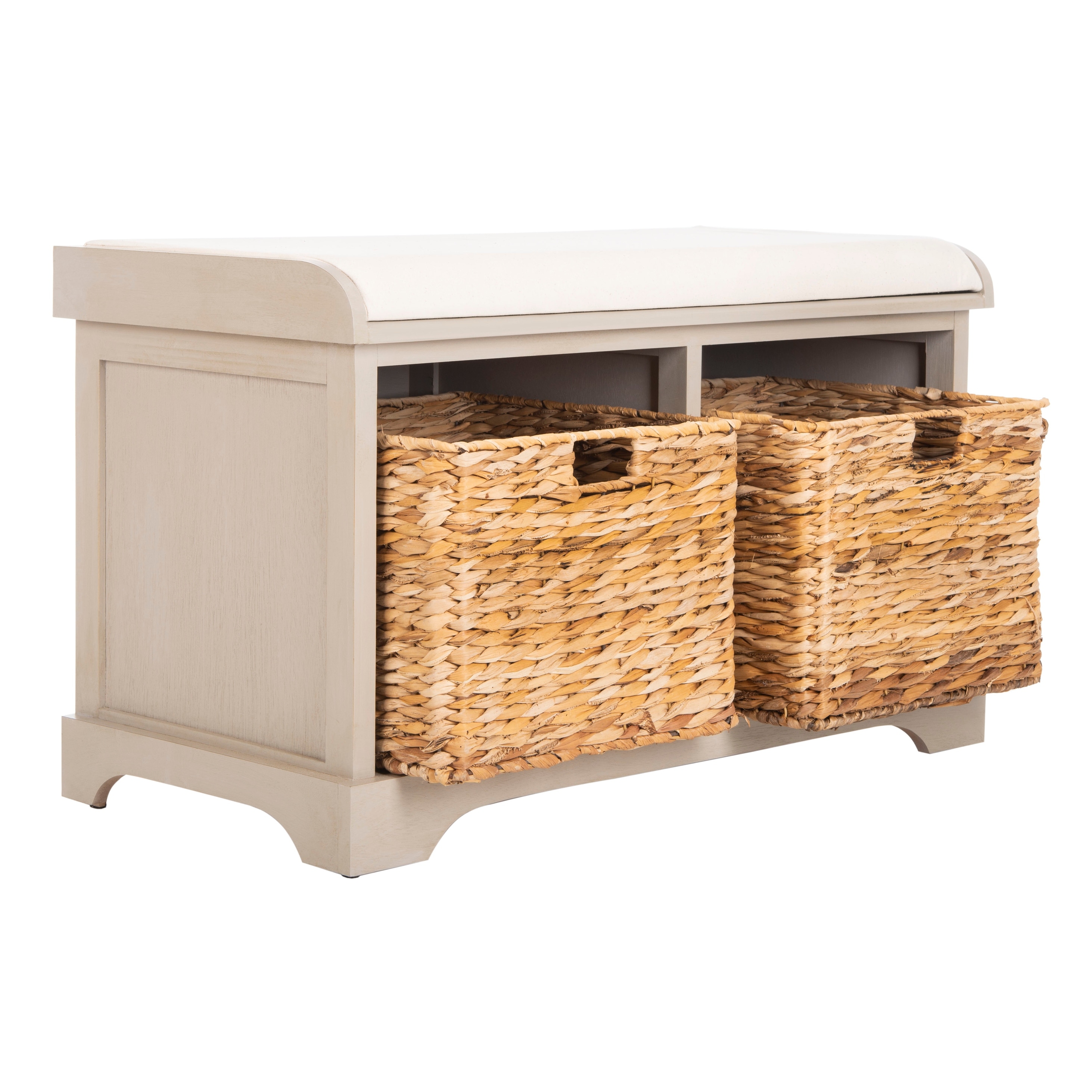 Grey wicker hotsell storage bench