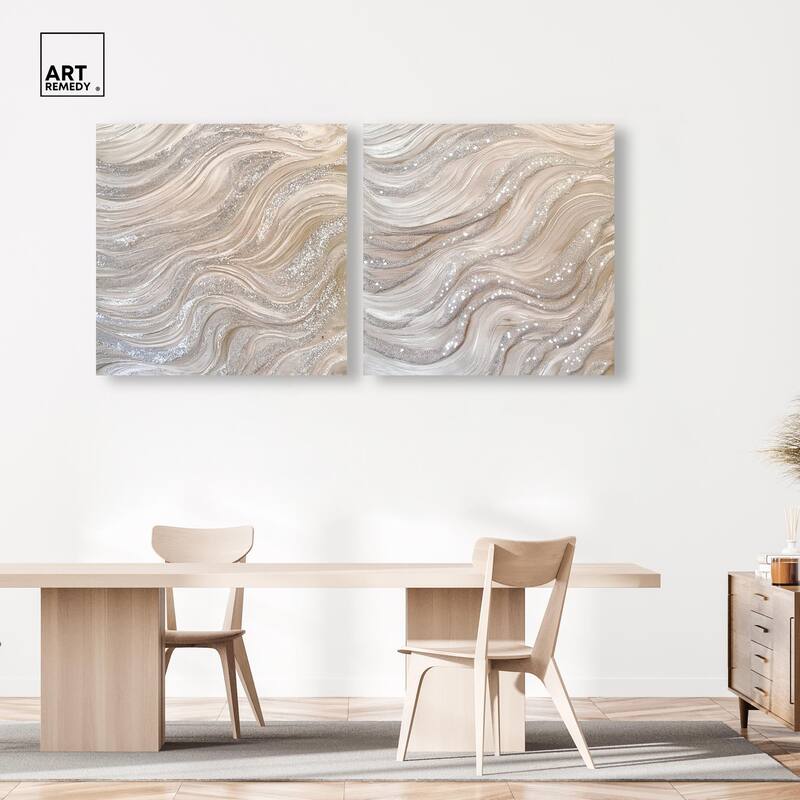Silver Waves Set Canvas Set of 2 by Art Remedy, Gallery Wrapped