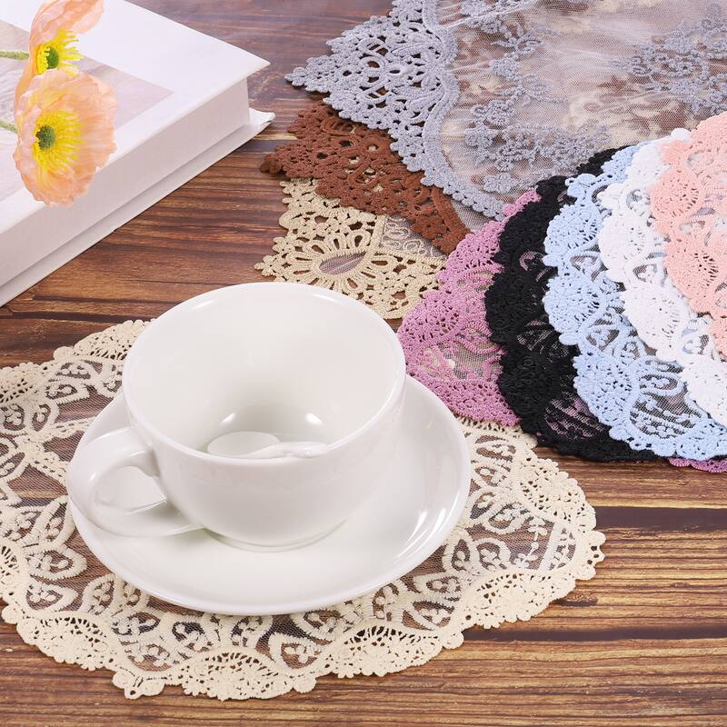 2Pack 11x20in Retro Lace Placemat Oval French Crochet Doilies Coasters