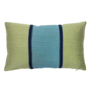 Jiti Indoor Patchwork Striped Patterned Silk Rectangle Lumbar Pillows Cushion for Sofa Chair 12 x 20