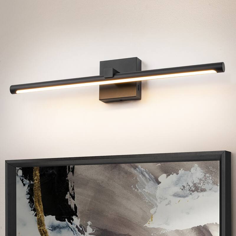 1-Light 23.6" Modern Linear Black Bathroom Vanity Light Integrated LED Color-Changing Lighting Fixtures Over Mirror - 23.6 in. x 3.7 in. D