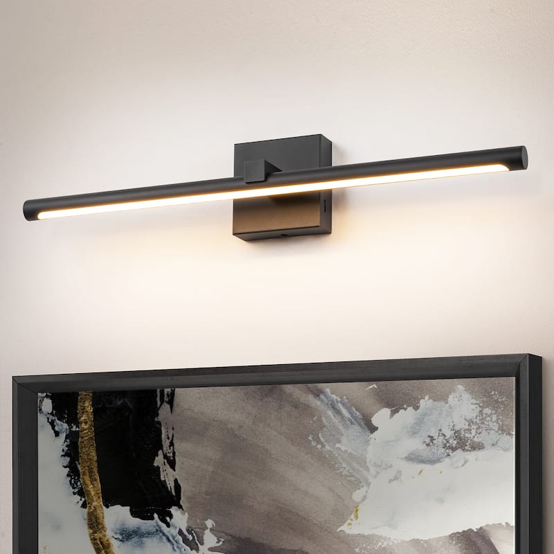 1-Light 23.6" Modern Linear Black Bathroom Vanity Light Integrated LED Color-Changing Lighting Fixtures Over Mirror