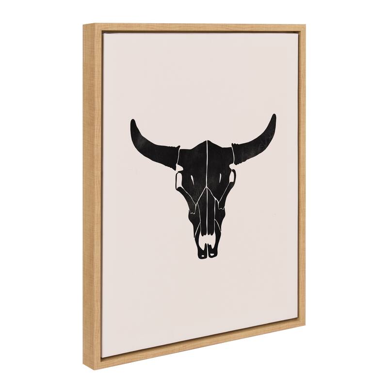 Kate and Laurel Sylvie Western Skull Framed Canvas by Honey Island Studio - 18x24 - Natural