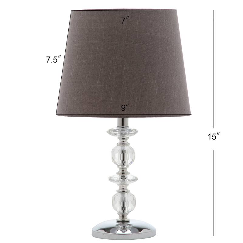 SAFAVIEH Lighting 15-inch Derry Grey Shade Stacked Crystal Orb Table Lamp (Set of 2) - 9"W x 9"D x 15"H