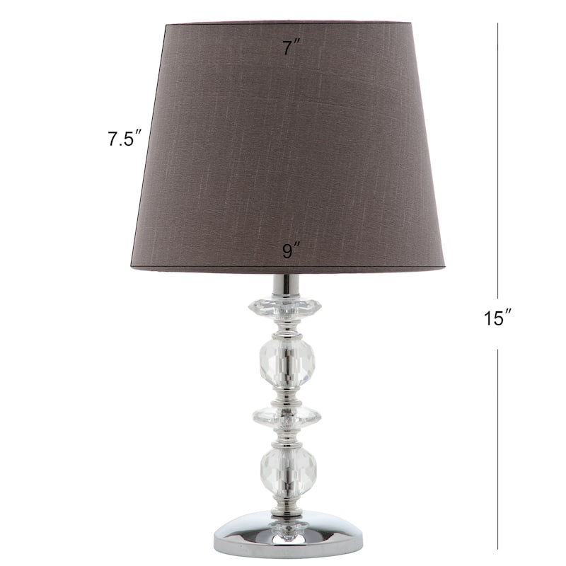 SAFAVIEH Lighting Meghan 15-inch Grey Shade Stacked Crystal Orb Table Lamp (Set of 2) - 9"x9"x15" - 9Wx9Dx15H