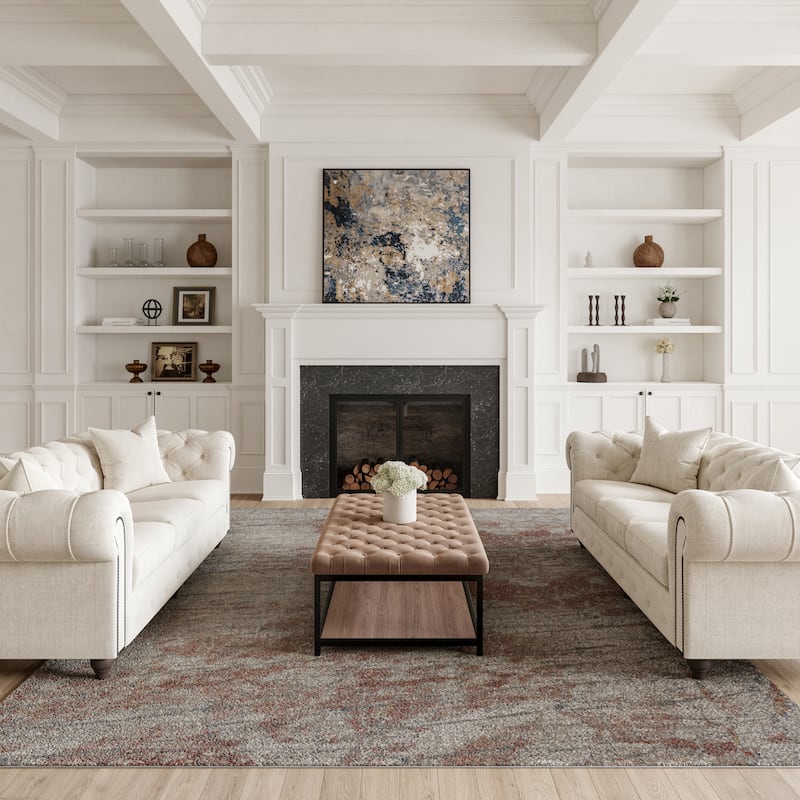 Nourison Rustic Textures Abstract Contemporary Area Rug - 7' 10" x 10' 6" - Light Grey/Rust - Rectangle
