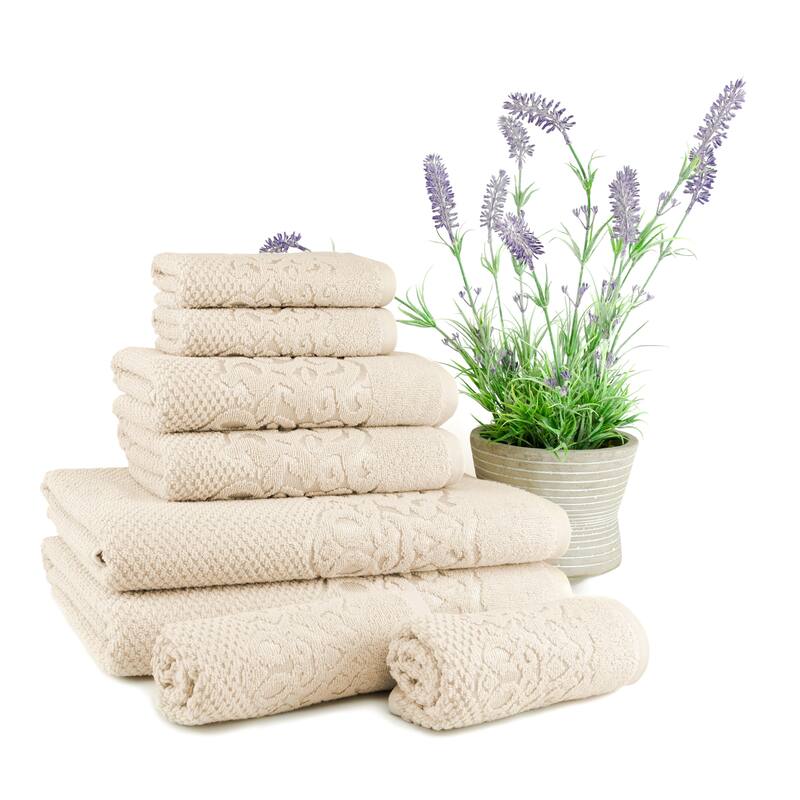 East'N Blue Galata Turkish Cotton Bath Towel Set (Set of 8) - (2 Bath Towel, 2 Hand Towel, 4 Washcloth)