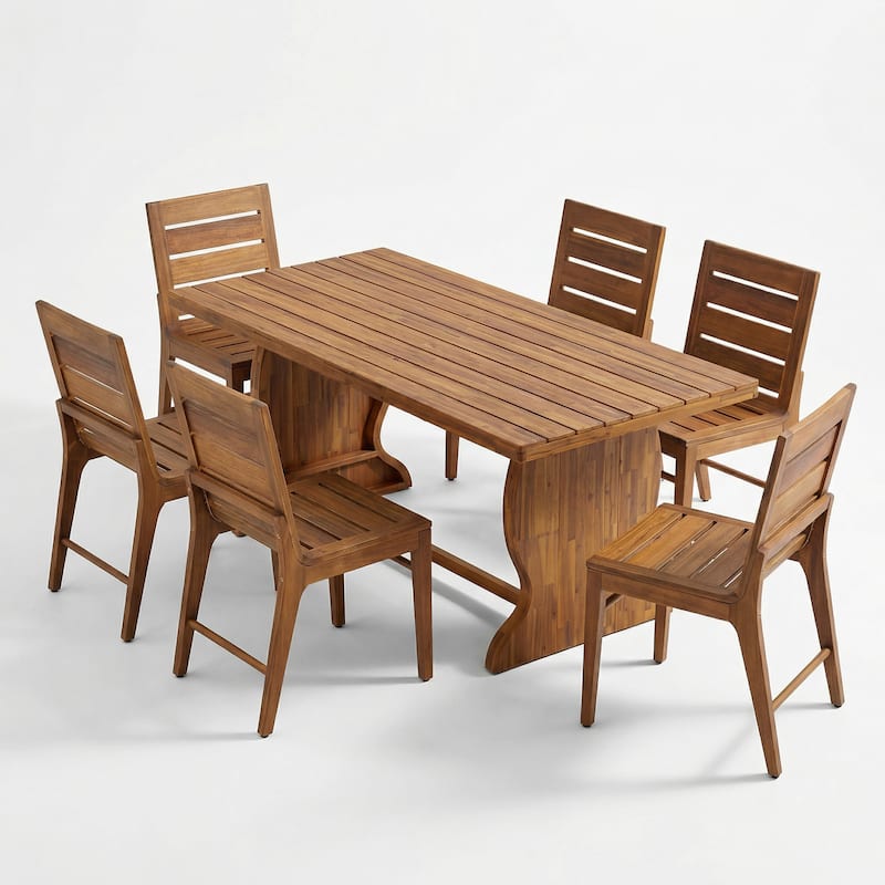 Christopher Knight Home - Patio 7-Piece Dining Set with 70" Wooden Table and 6 Dining Chairs