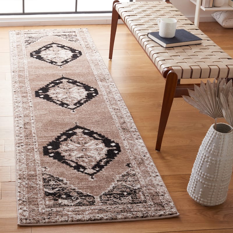 SAFAVIEH Vintage Hamadan Lucile Traditional Medallion Rug - 2'3" x 8' Runner - Brown/Ivory