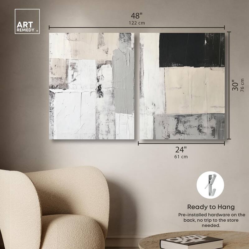 Chalk and Charcoal Canvas Set of 2 by Art Remedy, Gallery Wrapped