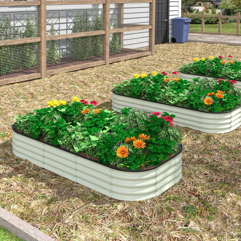 VEIKOUS 11.2" High Modular Metal Raised Garden Bed Kit, Customizable Outdoor Planter Box for Vegetables & Flowers
