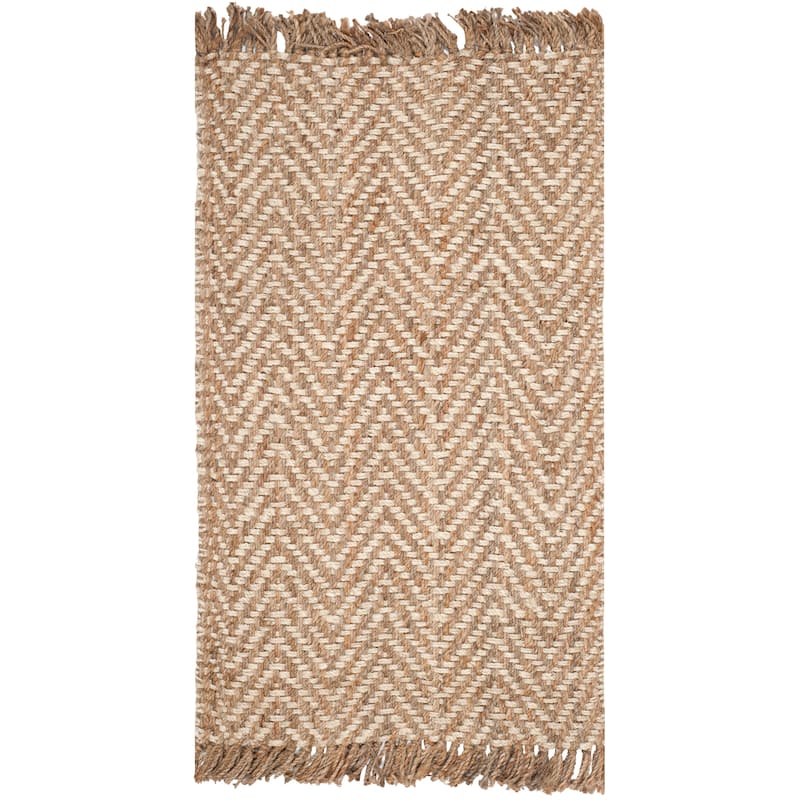 SAFAVIEH Handmade Natural Fiber Atlandida Casual Chevron Jute Rug - 2'6" x 4' - Bleach/Natural