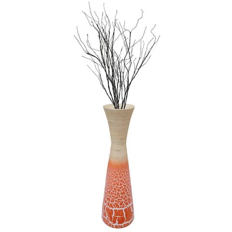 Uniquewise 27 Inch Tall Bamboo Hourglass Design Floor Flower Vase