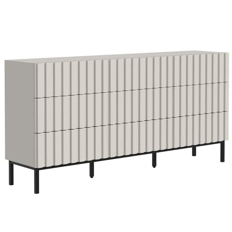 59" W 9-Drawer Storage Cabinet Mid-Century Dresser