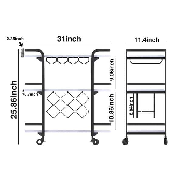 Modern Industrial 3tier Bar Cart with Wine Rack On Sale Bed Bath