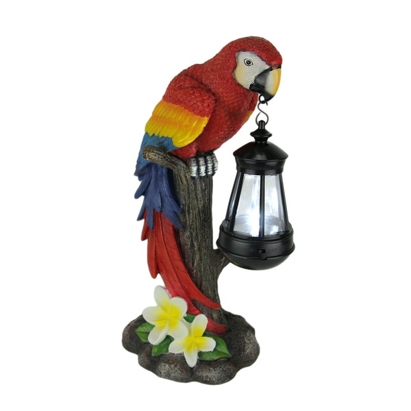 Red Tropical Parrot LED Solar Powered Outdoor Lantern Statue - 14 X 8.5 X 5.25 inches