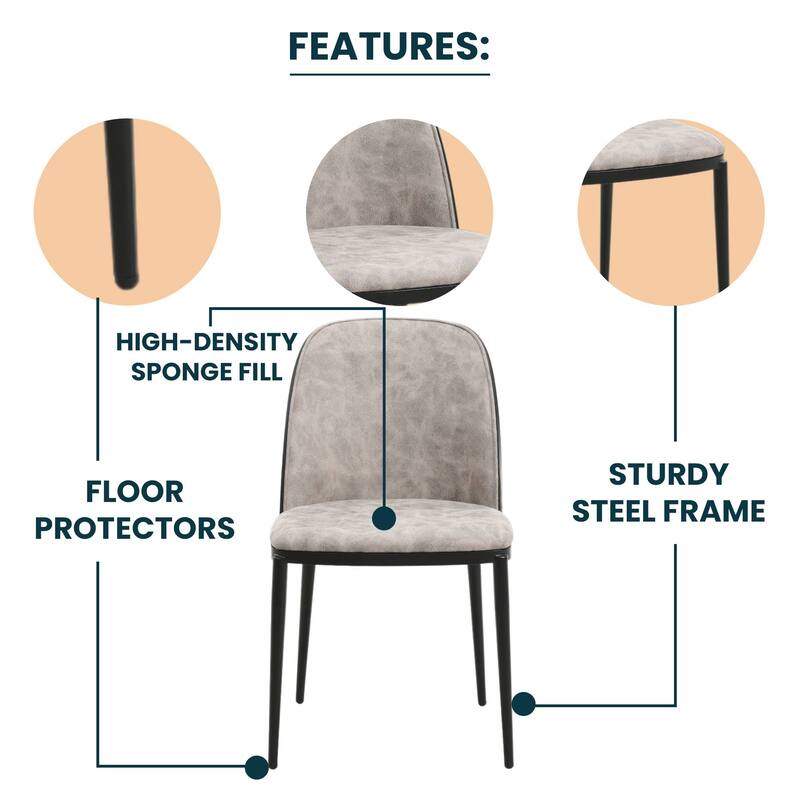 Dining Chair with Upholstered Seat Side Chair with MDF Wood Frame in Steel Set of 4